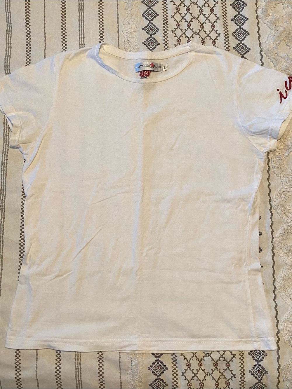 Natasha Rose (ca 2017) Barcelona Designer Tee with Stunning Rose Embroidery